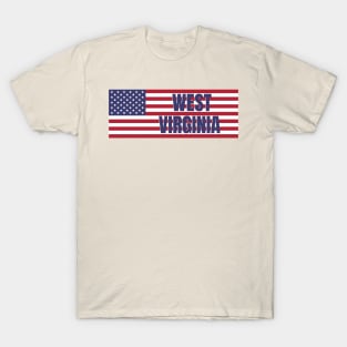 West Virginia State in American Flag T-Shirt